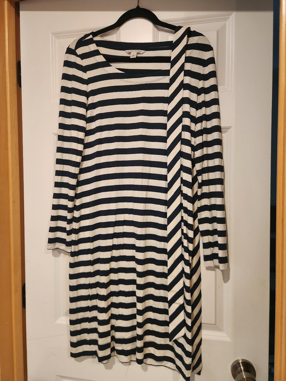Banana Republic Navy and White Striped Long-Sleeve Dress, Size Small - Picture 1 of 4